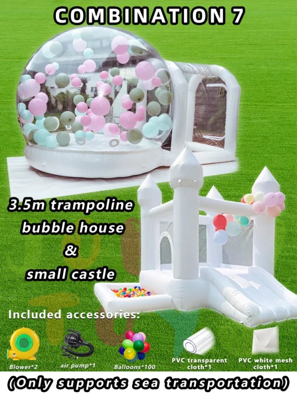 JOLLY TOYS Balloon inflatable bubble house with trampoline and transparent dome PVC material with blower - Image 6
