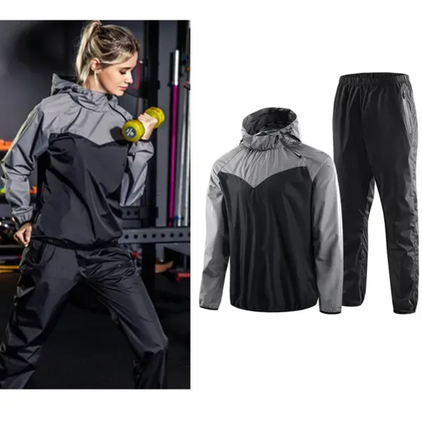 UETEEY Sauna Suit Gym Set Men Full Body Sweating Sportswear Women Boxing Running Training Fitness Weight Loss Unisex Tracksuit - Image 9