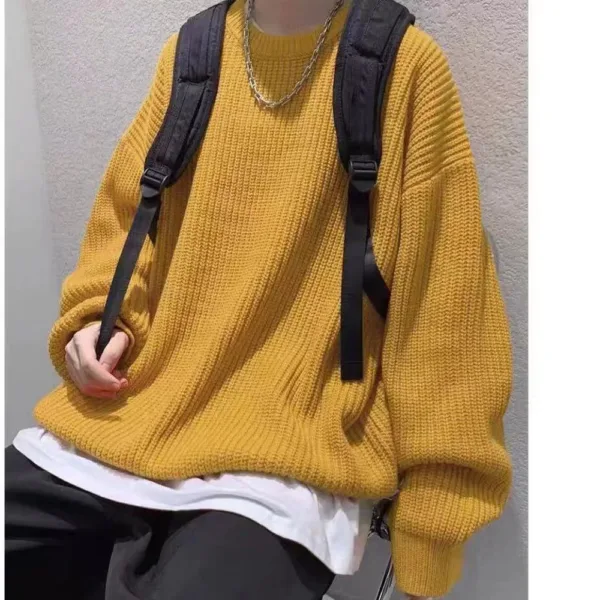 2023 Men Autumn Solid Color Wool Sweaters Slim Fit Streetwear Mens Clothing Casual Knitted Sweater Men Korean Fashion Pullovers - Image 6