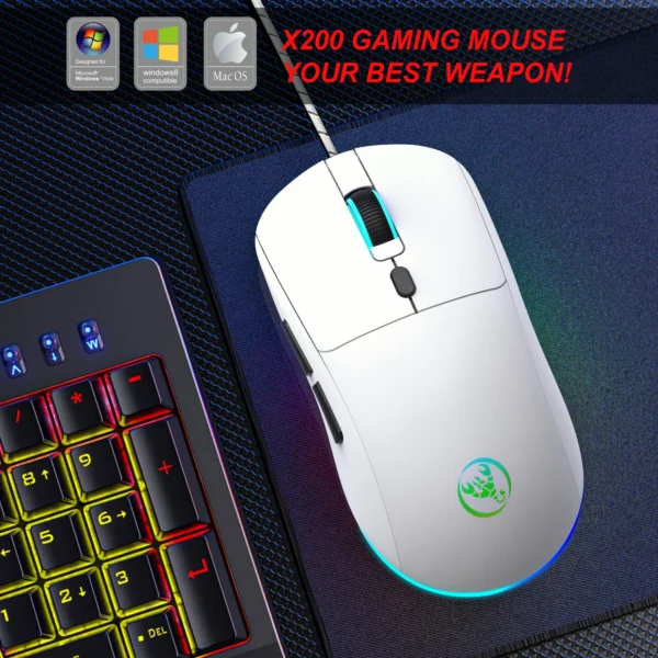 6 Keys Wired Gaming Mouse Adjustable 3600dpi 7 Colors RGB Comfortable Mice for Home Office Laptop Computer Gamer - Image 4