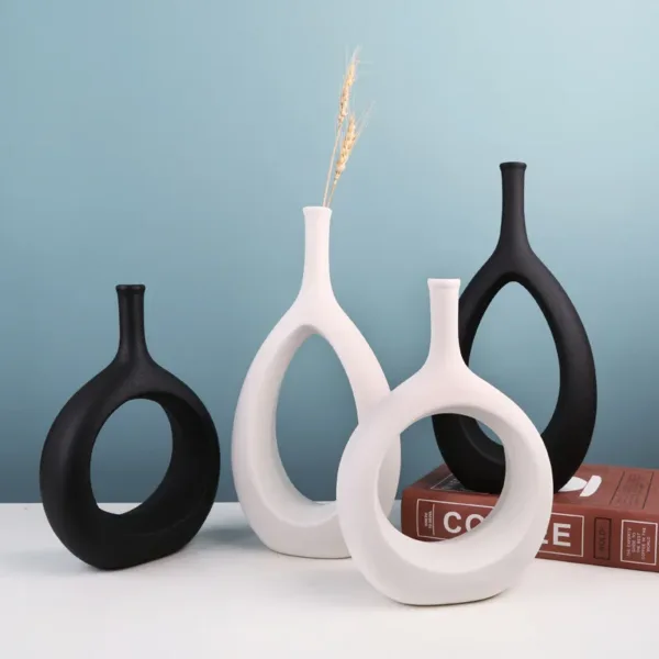 Ceramic Hollow Vase Nordic Flower Pot Modern Art Planter Pots Office Living Room Desktop Interior Home Decoration Accessories - Image 10