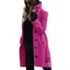 Wool Blend Women's Coat Outerwears Winter Warm Female Jackets Single Breasted Turn-down Collar Long Women's Clothes - Image 3