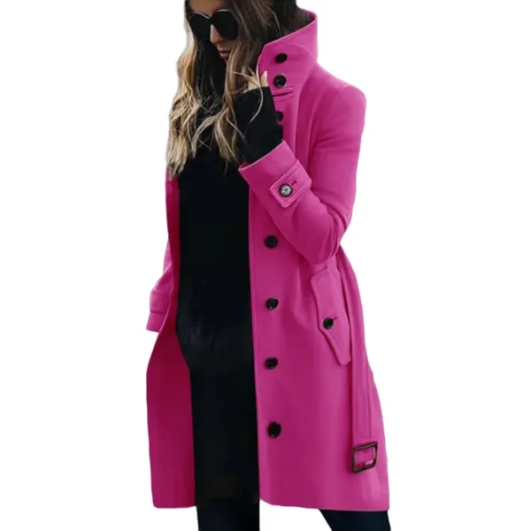 Wool Blend Women's Coat Outerwears Winter Warm Female Jackets Single Breasted Turn-down Collar Long Women's Clothes - Image 3