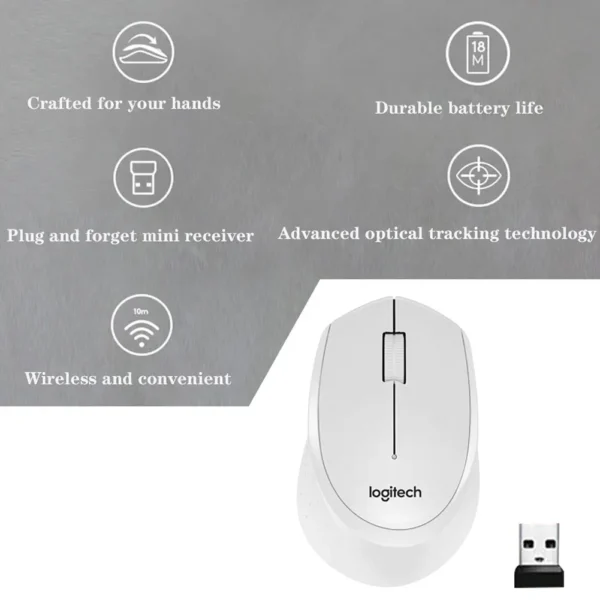 Logitech M330 Wireless Mouse Silent Mouse 1000DPI Silent Optical Mouse 2.4GHz With USB Receiver Mice for Office Home Using PC - Image 7
