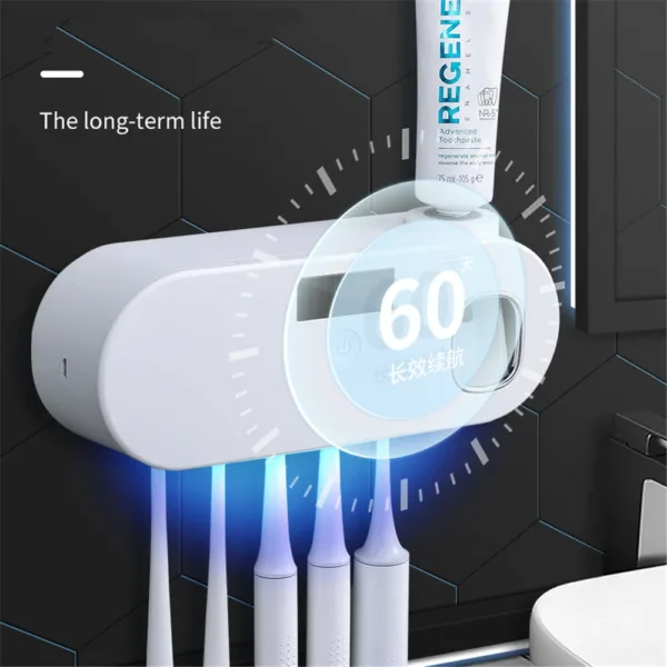 Solar Energy UV Toothbrush Holder Toothpaste Dispenser Bathroom Toothbrush Storage Box Multi-function Storage Holder USB Charge - Image 2