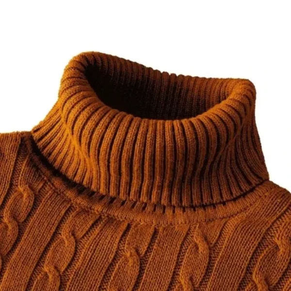 Men's High Neck Sweater Solid Color Pullover Knitted Warm Casual Turtleneck Sweatwear Woolen Mens Winter Outdoor Tops - Image 14