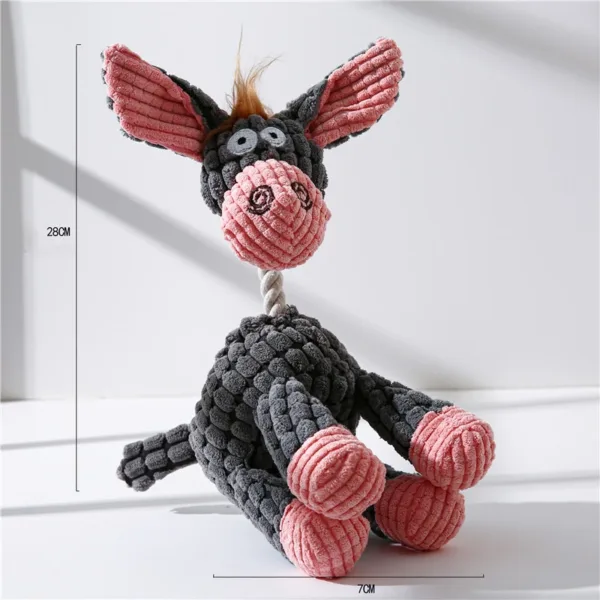 Cute Donkey Shape Dog Plush Toy Corduroy Cotton Rope Chew Toy for Pet Puppy Squeaker Squeaky Molar Training Dogs Accessories - Image 5