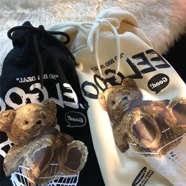 Brown Bear Men & Women Casual Oversize Hoodies Long Sleeve Pullovers Thicken Couple Hoodie Hooded Sweater Velvet Couple Clothes - Image 5
