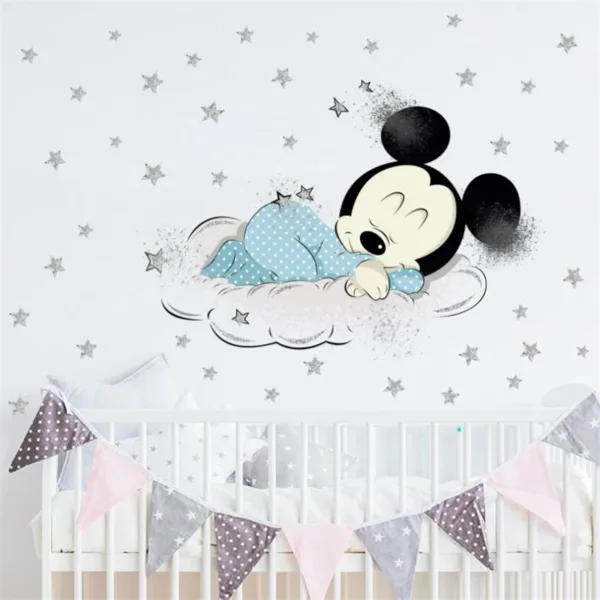 Cartoon Disney Mickey Mouse Minnie Baby Sleep Wall Sticker For Kids Room Decoration Wallpaper Cute Self-Adhesive DIY Mural Decal - Image 16