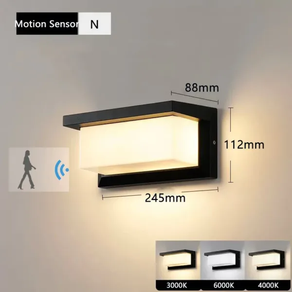Led Outdoor Wall Light Waterproof IP65 Motion Sensor Led Outdoor Lighting Porch Lights Balcony Garden Lights Outdoor Wall Lamp - Image 5