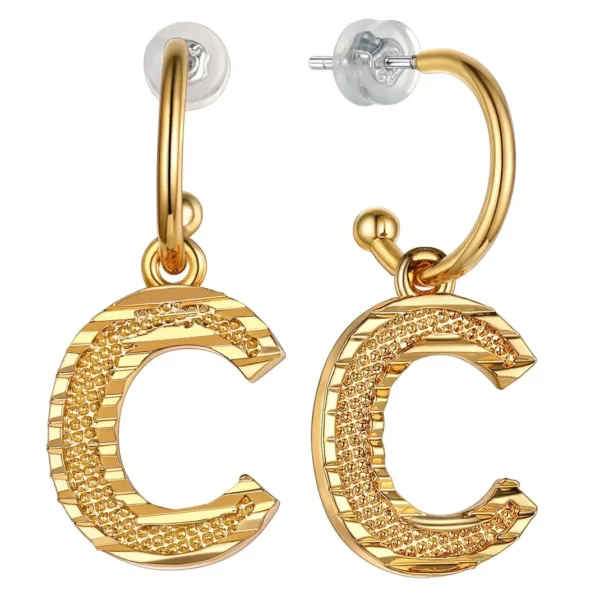 Vintage Gold Alphabet Earrings - Image 15