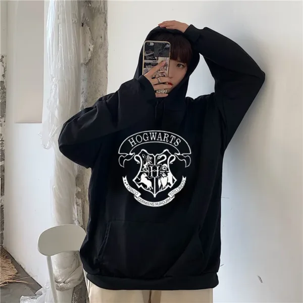 Fashion y2k Hogwarts Printed Hoodies Women Sweatshirt Autumn Winter Long Sleeves Plus Velvet Casual Loose Fleece Tops Oversized - Image 10