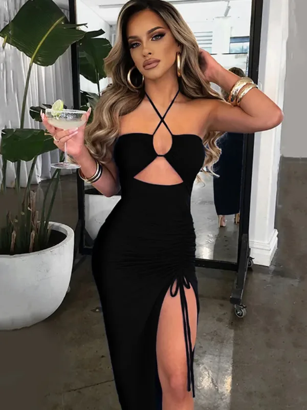 Sleeveless Sexy Female Midi Backless Dresses Slim Night Club Party Women's Dress Bodycon Vestidos Elegantes Para Mujer - Image 4