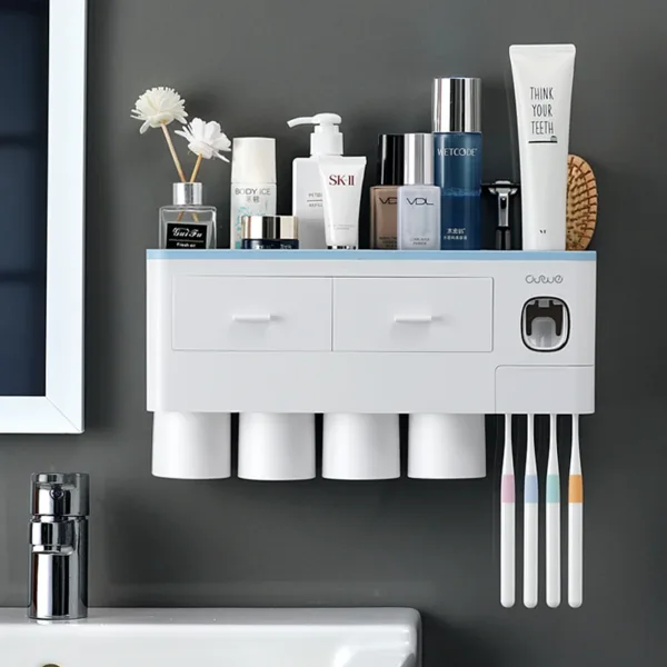 Bathroom Accessories organizer Set Toothbrush Holder Automatic Toothpaste Dispenser Holder Toothbrush Wall Mount Rack Tools Set - Image 14