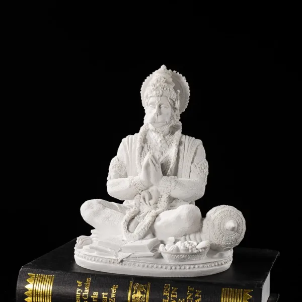 Vilead Sandstone White Hanuman Statue Hindu Monkey God Sculpture Yoga Meditation Decoration Buddha Ganesha Vishnu India FengShui - Image 3