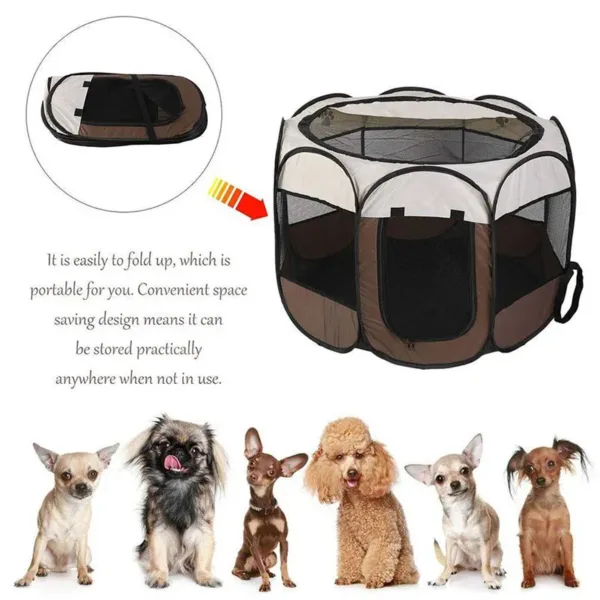 Pet Octagonal Crate Cat Crate Dog Crate Folding Maternity Crate Canine Crate Easy Operation Enclosure Outdoor Camping Pet Tent - Image 10