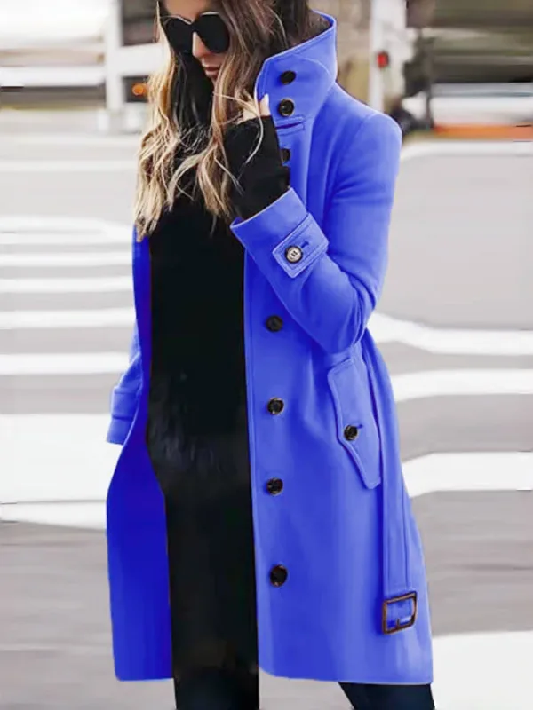 Wool Blend Women's Coat Outerwears Winter Warm Female Jackets Single Breasted Turn-down Collar Long Women's Clothes - Image 6