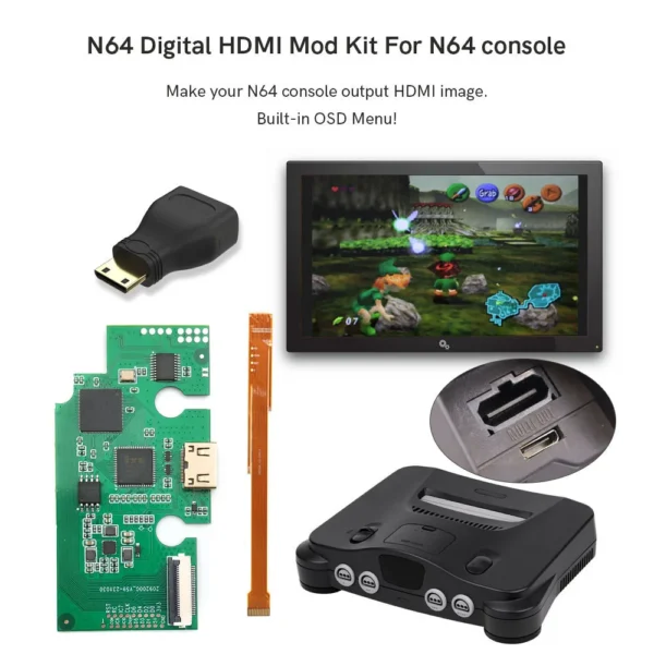 HISPEEDIDO 2023 Newest Imbeded Digital High Definition N64 HDMI TV kit Game Video PCB Mod with OSD Menu 8 color modes - Image 6