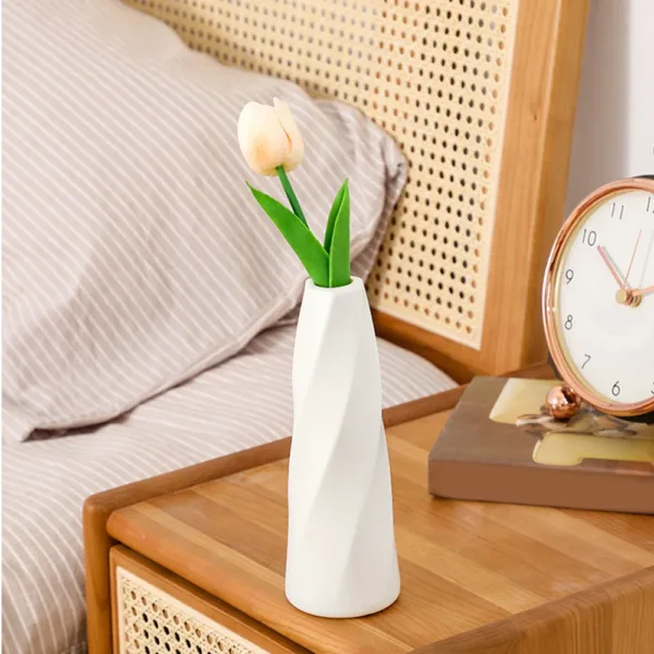 Plastic Vase White Imitation Ceramic Flower Pot Plants Basket Nordic Wedding Decorative Dining Table Bedroom Home for Decoration - Image 3