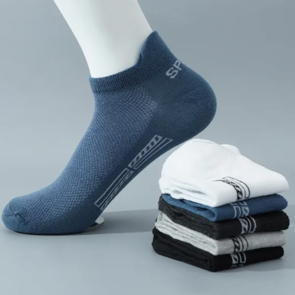 5 Pairs/Lot High Quality Men Ankle Socks Breathable Cotton Sports Mesh Casual Athletic Thin Cut Short Sokken Plus Size - Image 16