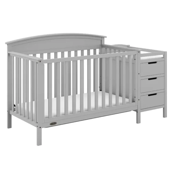 5-in-1 Convertible Crib with Drawer (Pebble Gray) -Converts from Baby Crib to Toddler Bed, Daybed and Full-Size Bed,Fits - Image 8