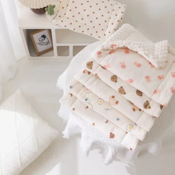 Muslin Baby Stroller Cushion Soft Baby Blanket with Dotted Backing Baby Carriage Pram Cotton-padded Mattress 40*80cm - Image 4