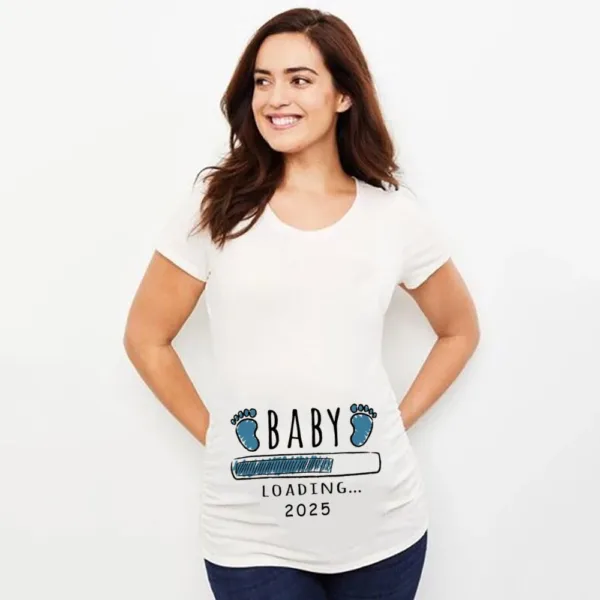 Baby Loading 2025 Print Pregnant T-Shirt Maternity Short Sleeve T Shirts Pregnancy Announcement Tops New Mom Tshirt Clothes Tees - Image 10