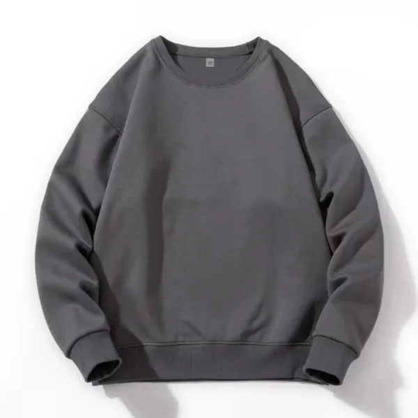Men Cotton Spring Autumn Solid Color O-neck Sweatshirt Universal Simple Casual Pullover Couple Long Sleeve T-shirt White Top - Image 12