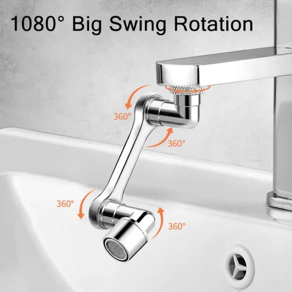 Universal 1080° Rotation Faucet Extender Washbasin Robot Arm Tap Dual Mode Sprayer Head Bathroom Splash Proof Swivel Faucet - Image 2