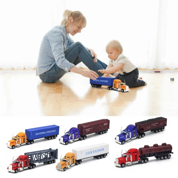 Alloy Car Carrier Truck Model Boy Christmas Toys Assembled Model Building Kits Tool 1/65 Scale Diecast Simulation Car Toys - Image 10
