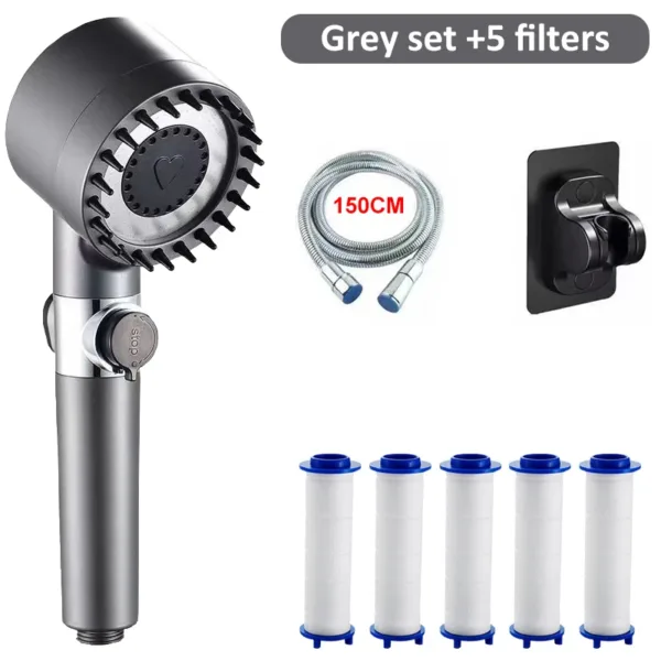 High Pressure Shower Head 4 Modes Adjustable Showerhead With Massage Brush Filters Water Saving Shower Bathroom Accessories - Image 8