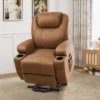 Power Lift Recliner Chair with Heat and Massage for Elderly Faux Leather Modern Reclining Sofa Chair with Cup Holders - Image 8