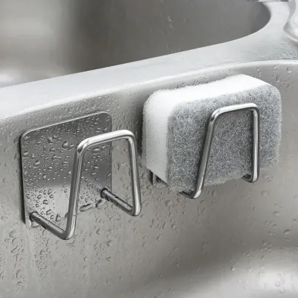 Kitchen Organizer Sponge Holder Soap Drying Rack Self Adhesive Sink Drain Racks Stainless Steel Sink Wall Storage Racks Hooks - Image 10