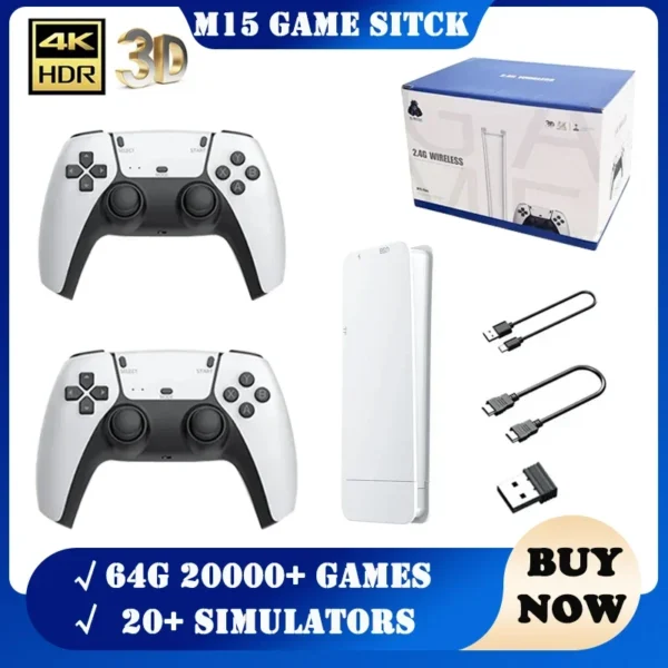 M15 Game Stick Mini TV Handheld Game Console Wireless Gamepads Video Game 64G 20000+ Retro Game HD Output Two-player for PS1 Etc - Image 4
