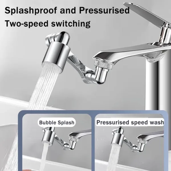 Universal 1080° Rotation Faucet Extender Washbasin Robot Arm Tap Dual Mode Sprayer Head Bathroom Splash Proof Swivel Faucet - Image 6