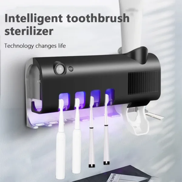 Smart Toothbrush Holder Electric Tooth Brush Detachable Stand Punch-free Toothpaste Dispenser Storage Bathroom White - Image 2