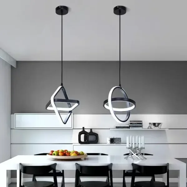 Modern Led Pendant Lights Black Chandelier For Dining Room Bedroom Bedside Pendant Lamp Home Dining Table RoomDecor Hanging Lamp - Image 6