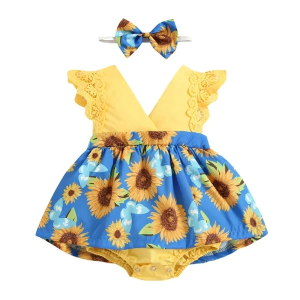 New Arrival 2pcs Red Flower Baby Clothing Newborn Baby Girls Lace Backless Romper Dress Jumpsuit Outfits Clothes 0-24M - Image 4