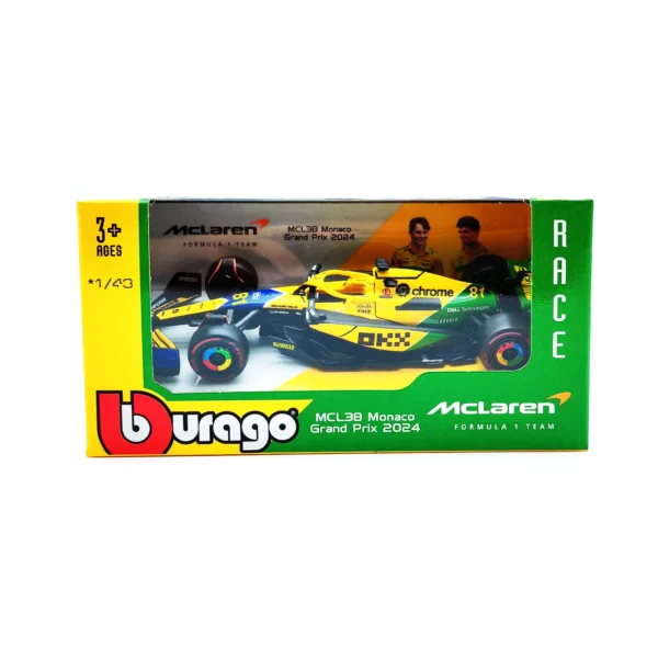 Bburago 1:43 2024 F1 Mclaren Mcl38 Monaco Grand Prix F1 Alloy Miniature Diecast Model #4 #81 Lando Norris ﻿F1 Car Toys Gift - Image 6