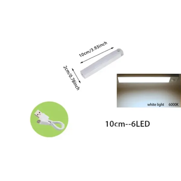 PIR Motion Sensor LED Under Cabinet Lamp Dimmable Rechargeable Night Light Stairs Closet Room Aisle Tube Bar Detector Bulb - Image 12