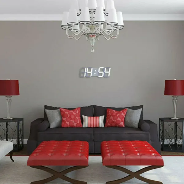 3D LED Wall Clock Large Digital Wall Clock With Remote Control Alarm Clock Time Date Temp Display Wall&Table Clock Modern Design - Image 6