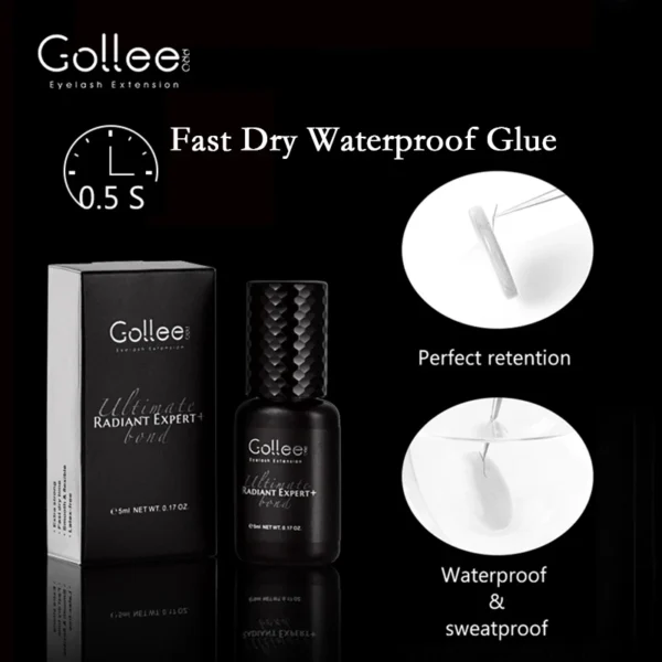 Gollee Eyelash Glue 0.5s Fast drying lashes glue for Salon Artist Eyelash Extensions Glue Profession eyelash extension supplies - Image 6