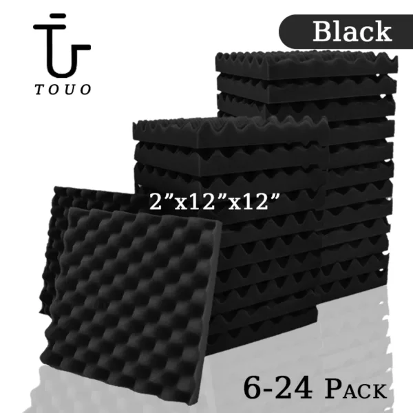 TOUO Egg Trough Acoustic Foam 6/12/24 Pcs Self-Adhesive Studio Wedge Tiles Sound Proofing Padding Wall Sound Proof Foam Panels