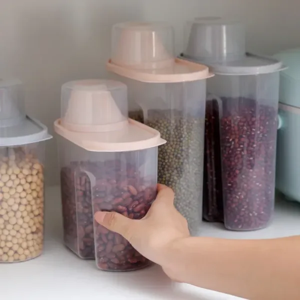 Kitchen Dry Grain Storage Tank Transparent Plastic Rice Bucket Food Storage Tank Multi-functional Sealed Storage Containers - Image 8