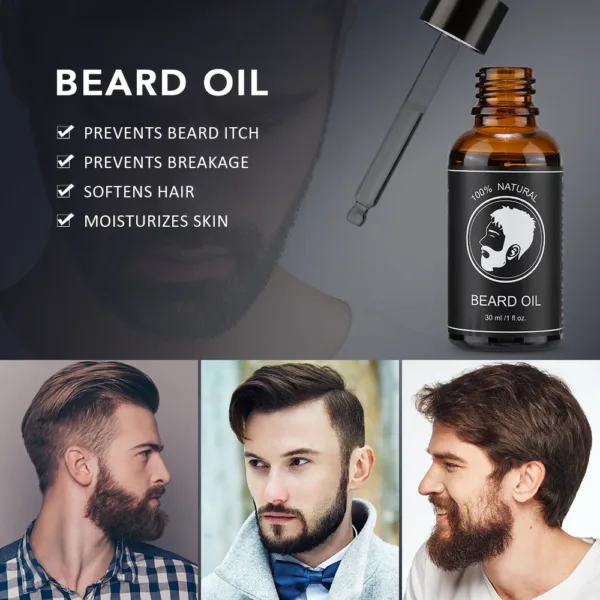 New Facial Hair Beard Growth Oil For Men Thicken Soft Smooth Nourish Beard Oil Natural Mustache Growing Essential Oil Beard Care - Image 2