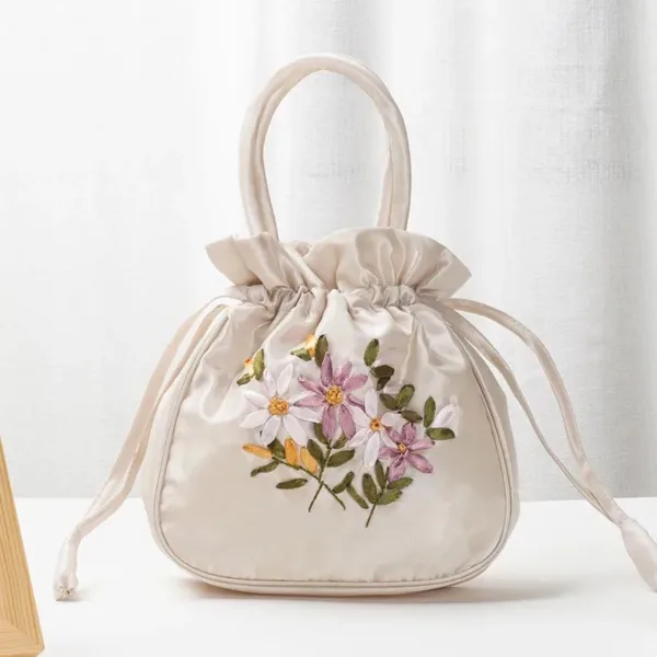 Embroidered Floral Bucket Bag - Image 5