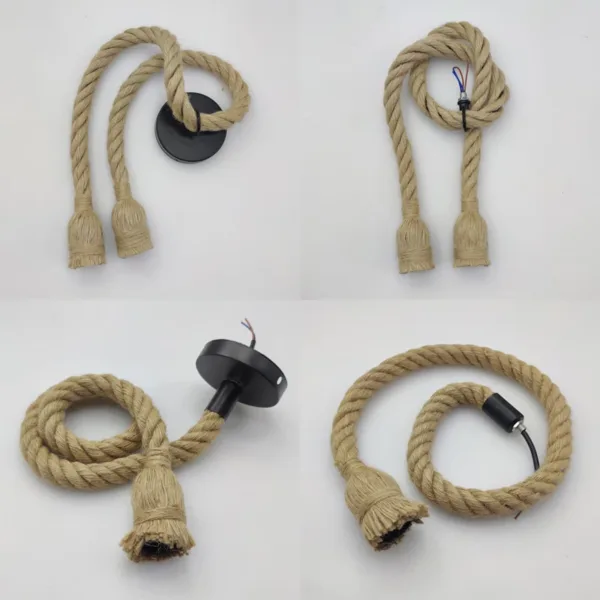 Vintage Hemp Rope Pendant Lights Attic Personality Industrial E27 Indoor Lightings For Loft/Living Room/Bar Retro Hanging Lamp - Image 5