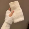 Mink Fleece Fingerless Gloves - Image 2