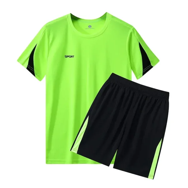 Men Running 2024 Summer Latest Sportswear Polyester Printed T-shirt + Shorts Quick Dry Sport Suit 2-piece Outfits Jogger Set - Image 5