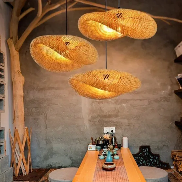 Bamboo Hanging Lamp Pendant Ceiling Light Rattan Wicker Lustre Hand Knit Braiding Suspended Home Dining люстра потолочная - Image 14